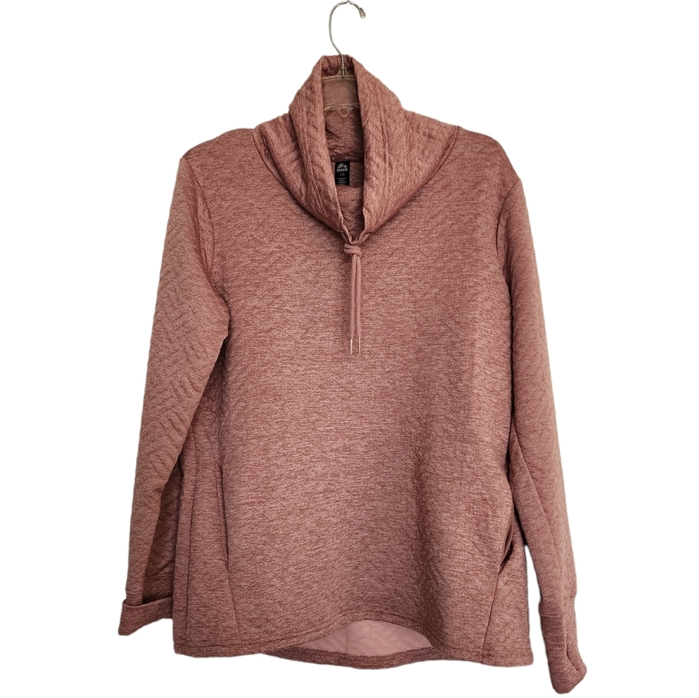 Rbx Active Pink Quilted Drawstring Cowl Neck Pullover Pockets Large